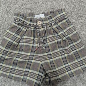Zara Plaid High-Waisted Shorts